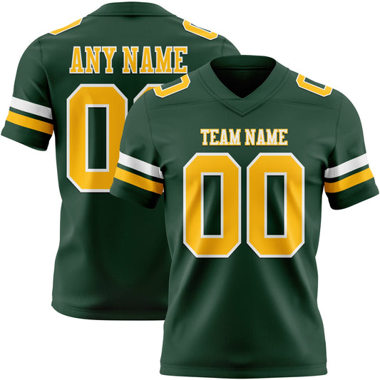 Custom Green Gold-White Mesh Authentic Football Jersey - Sky-Custom