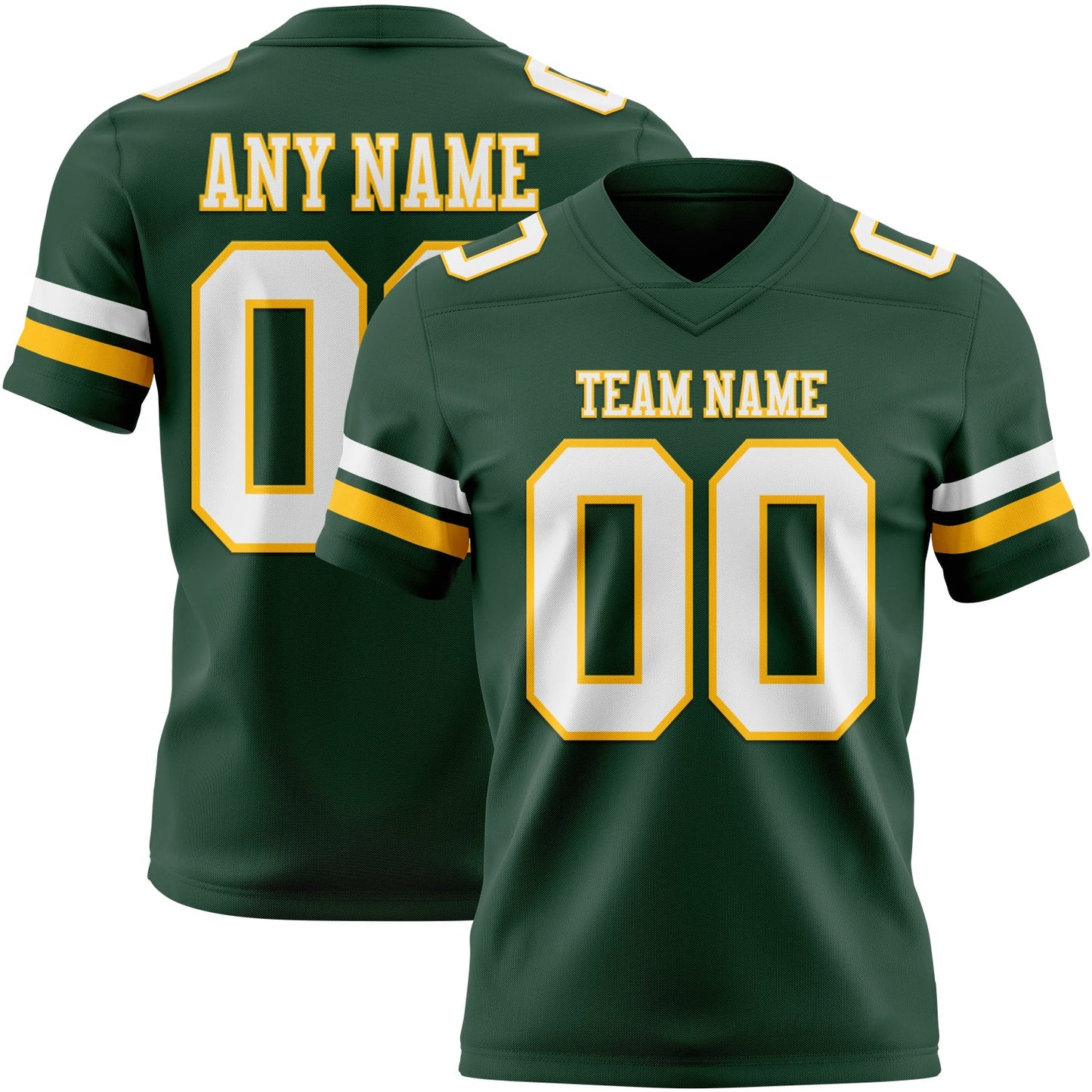 Custom Green White-Gold Mesh Authentic Football Jersey - Sky-Custom