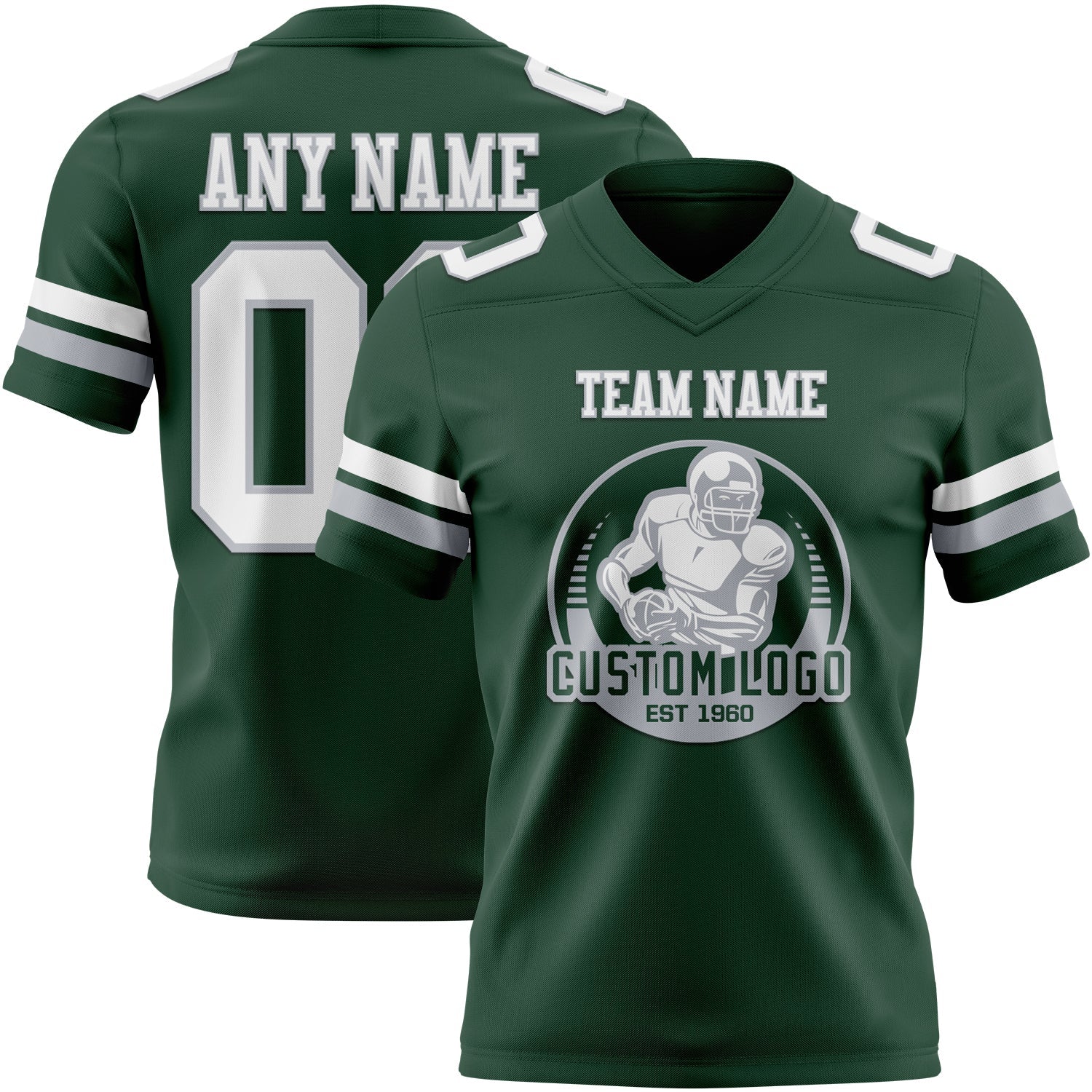 Custom Green White-Gray Mesh Authentic Football Jersey - Sky-Custom