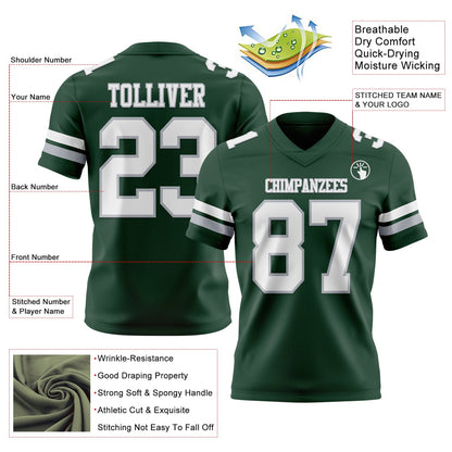Custom Green White-Gray Mesh Authentic Football Jersey - Sky-Custom