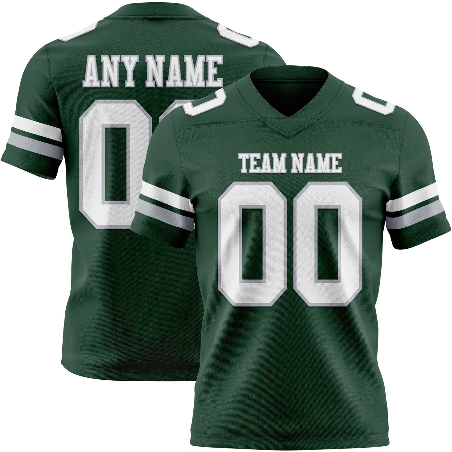 Custom Green White-Gray Mesh Authentic Football Jersey - Sky-Custom