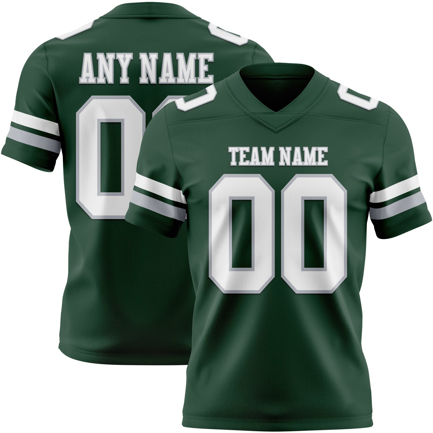 Custom Green White-Gray Mesh Authentic Football Jersey - Sky-Custom