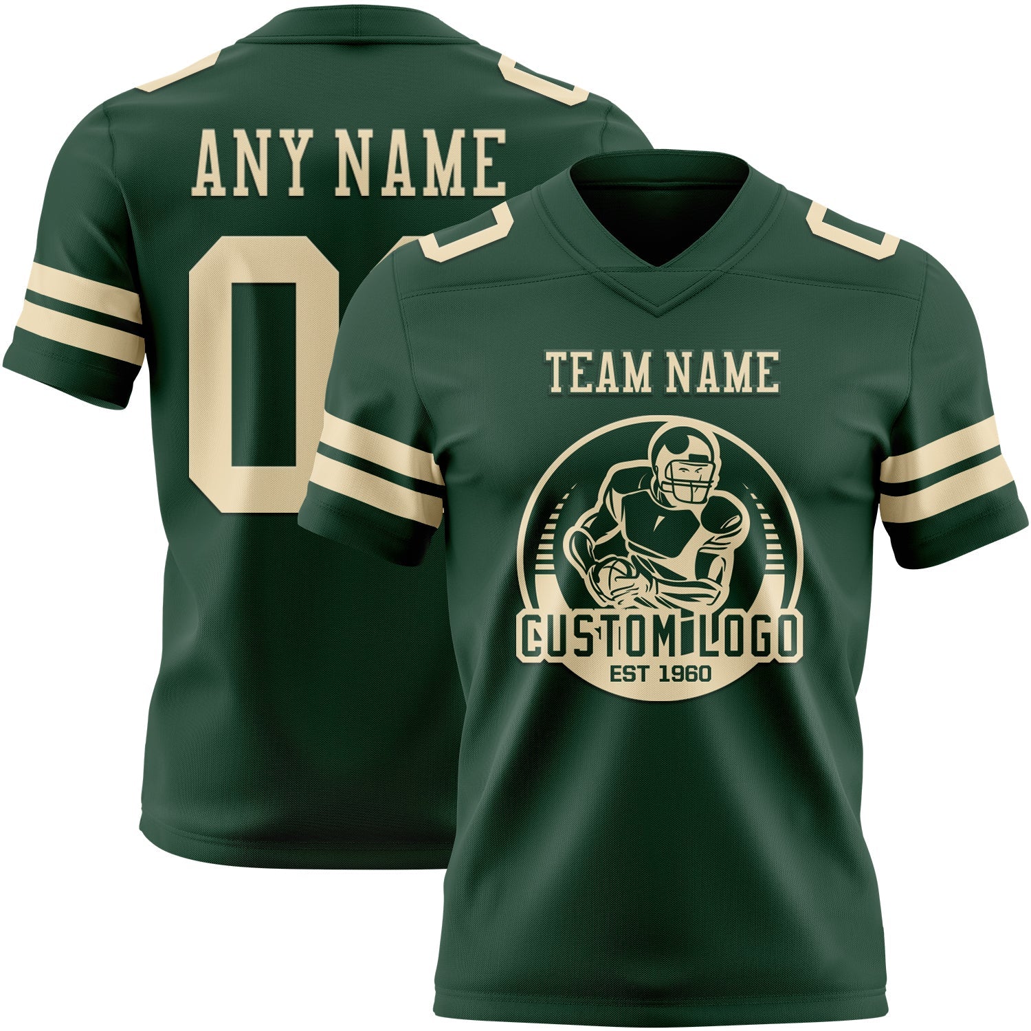 Custom Green Cream Mesh Authentic Football Jersey - Sky-Custom