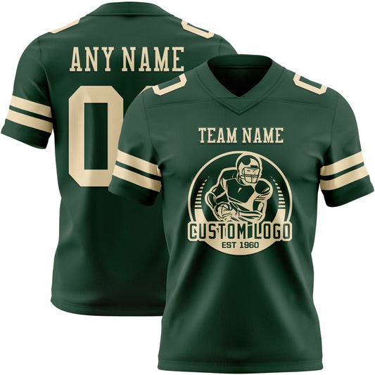 Custom Green Cream Mesh Authentic Football Jersey - Sky-Custom