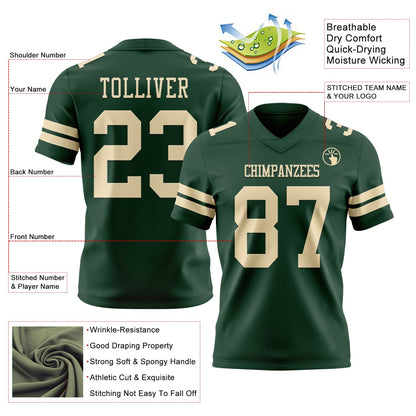 Custom Green Cream Mesh Authentic Football Jersey - Sky-Custom