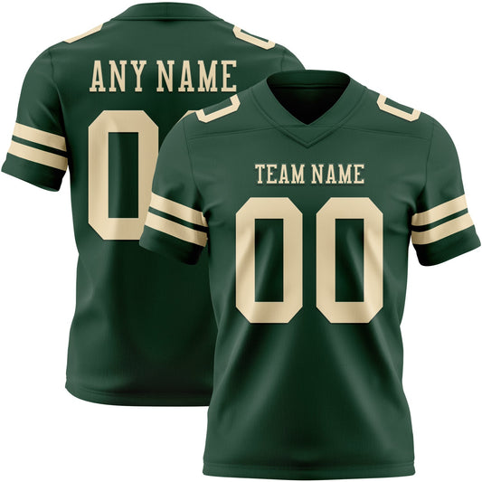 Custom Green Cream Mesh Authentic Football Jersey - Sky-Custom