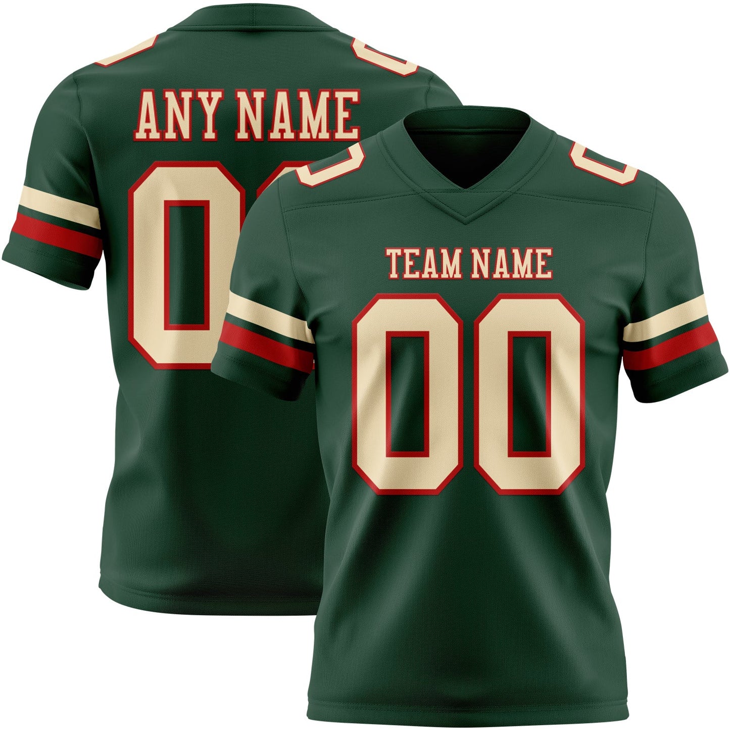 Custom Green Cream-Red Mesh Authentic Football Jersey - Sky-Custom