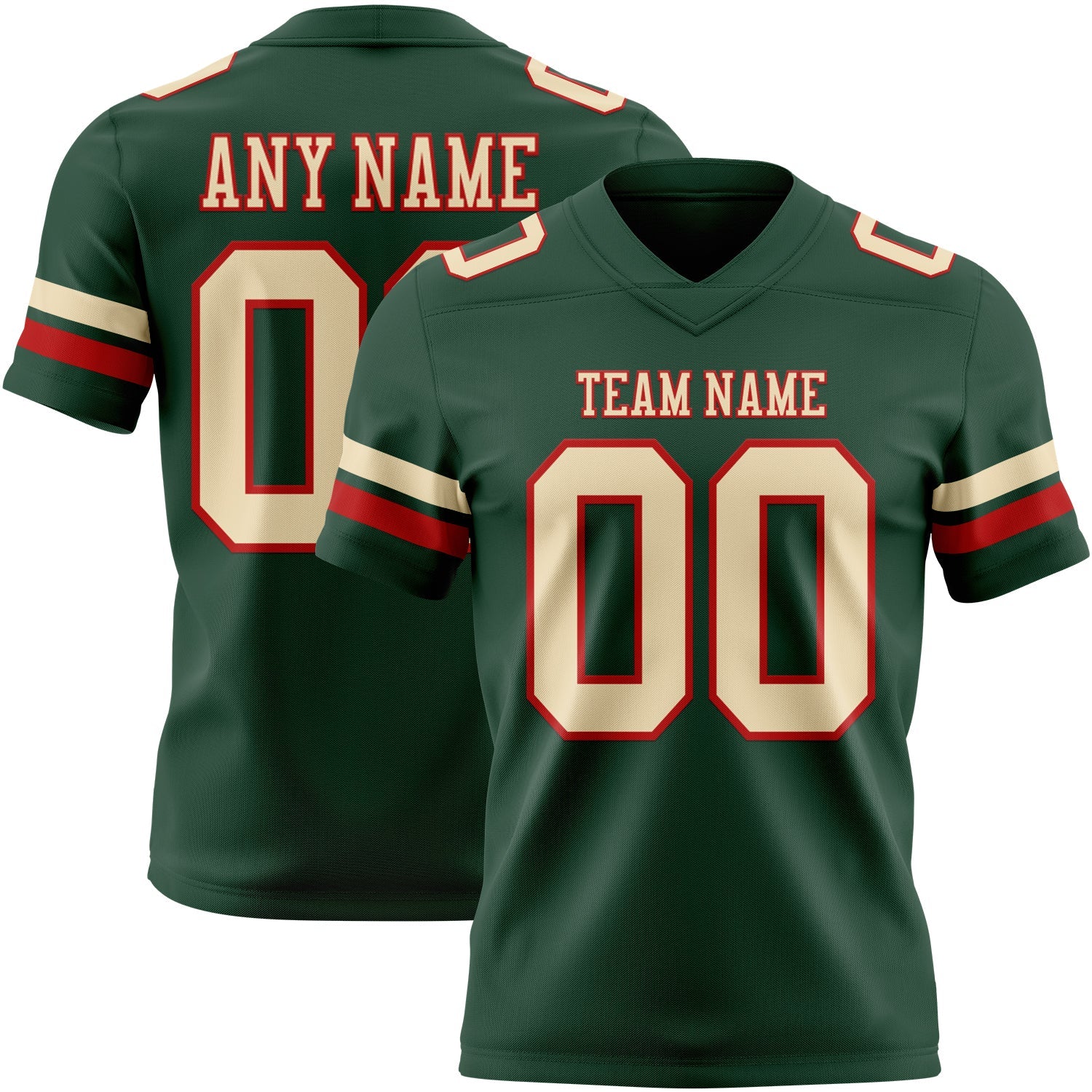 Custom Green Cream-Red Mesh Authentic Football Jersey - Sky-Custom