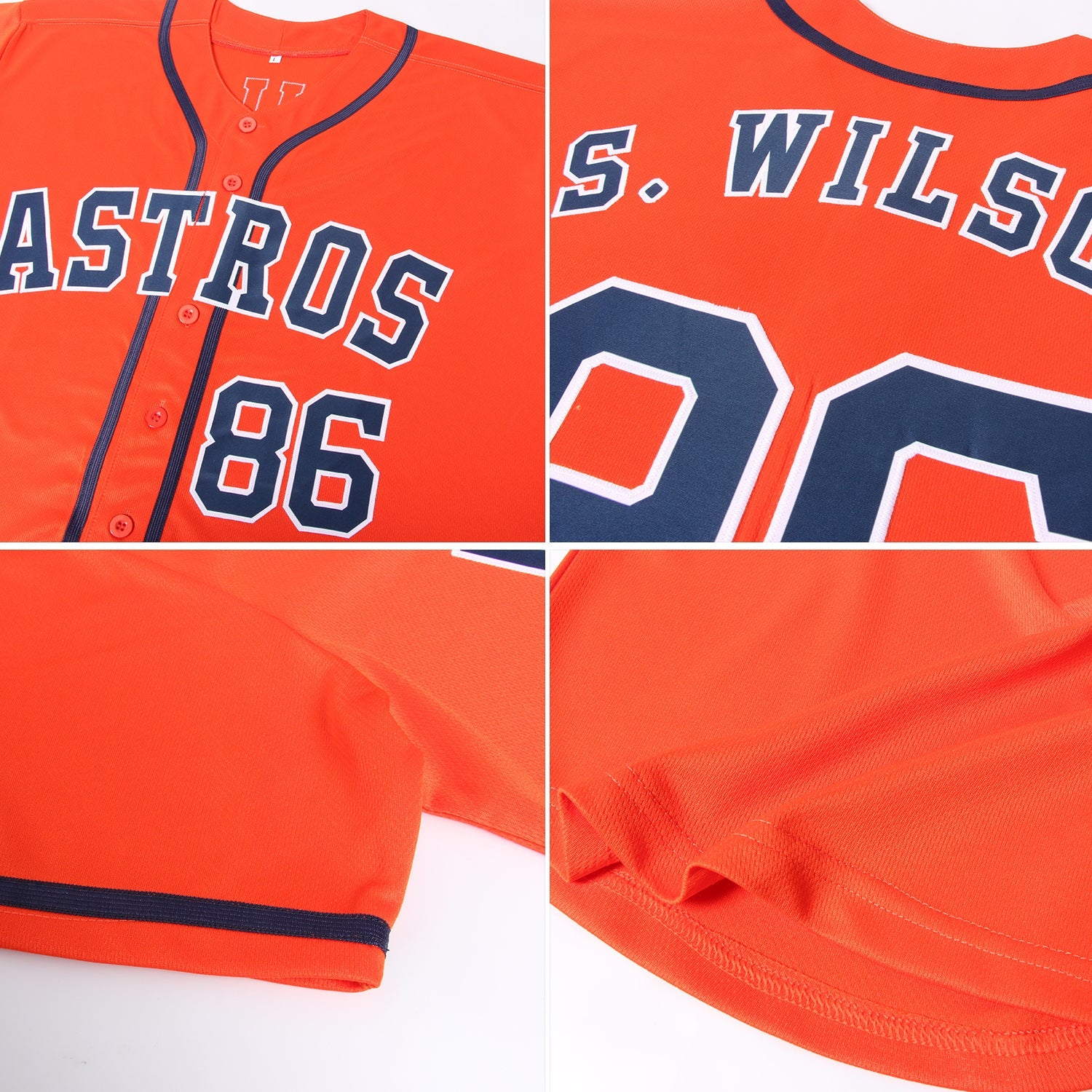Custom Orange Navy-White Baseball Jersey - Sky-Custom