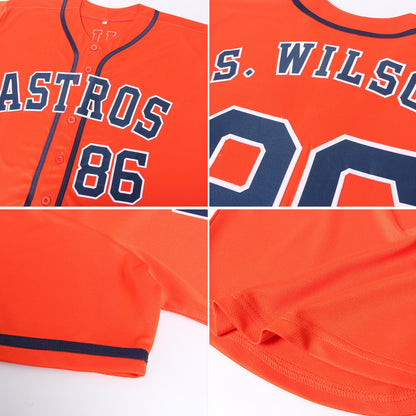 Custom Orange Navy-White Baseball Jersey - Sky-Custom