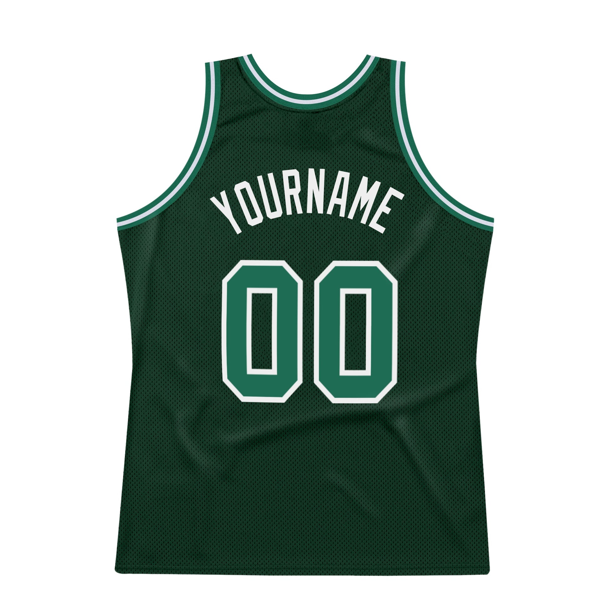 Custom Hunter Green Kelly Green-White Authentic Throwback Basketball Jersey - Sky-Custom