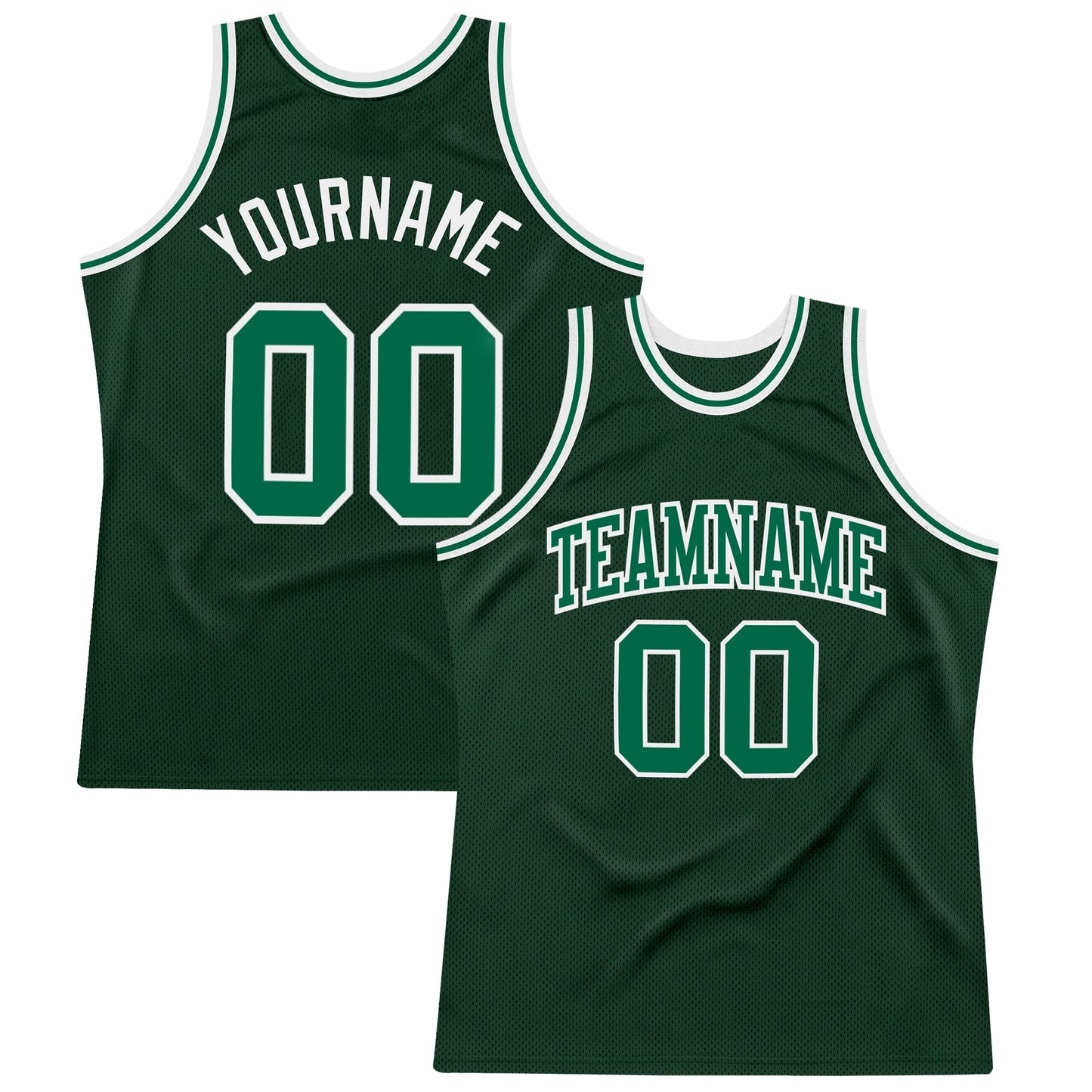Custom Hunter Green Kelly Green-White Authentic Throwback Basketball Jersey - Sky-Custom