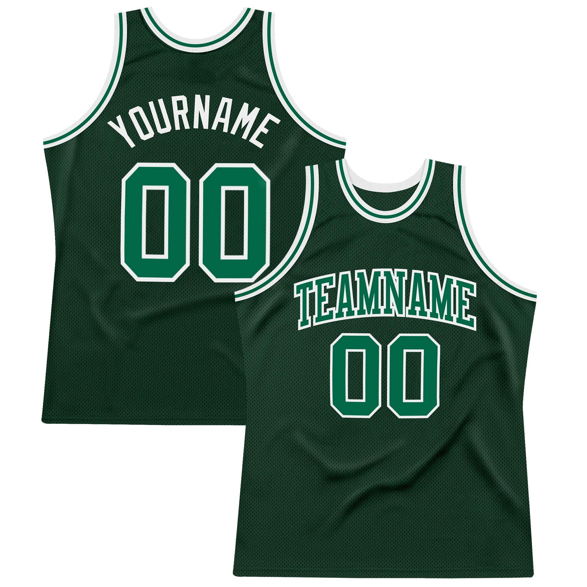 Custom Hunter Green Kelly Green-White Authentic Throwback Basketball Jersey - Sky-Custom