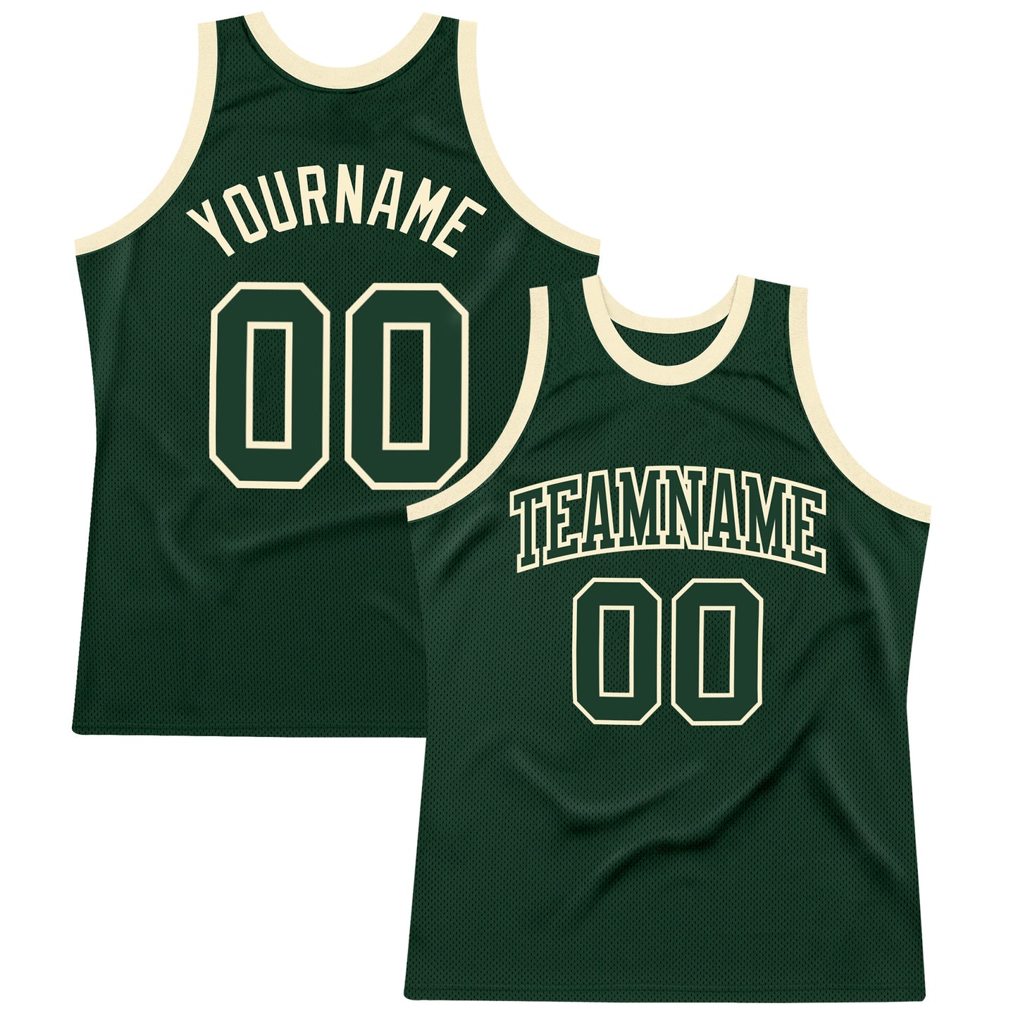Custom Hunter Green Green-Cream Authentic Throwback Basketball Jersey - Sky-Custom