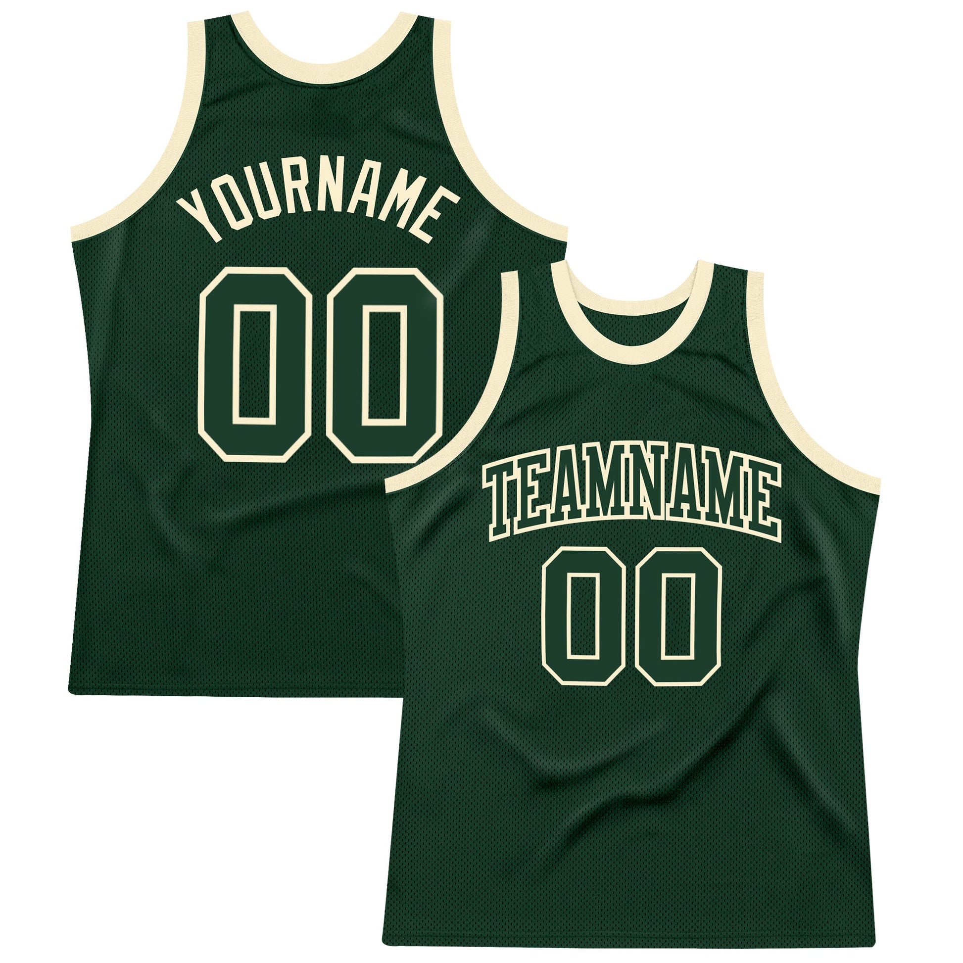 Custom Hunter Green Green-Cream Authentic Throwback Basketball Jersey - Sky-Custom