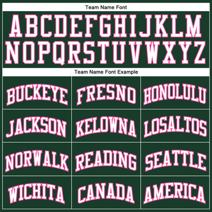 Custom Hunter Green White-Pink Authentic Throwback Basketball Jersey - Sky-Custom