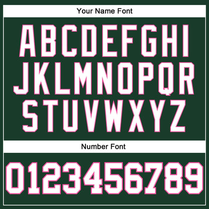 Custom Hunter Green White-Pink Authentic Throwback Basketball Jersey - Sky-Custom