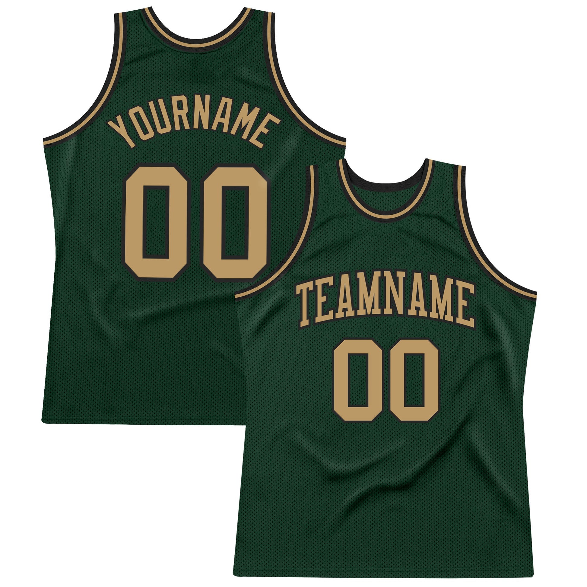 Custom Hunter Green Old Gold-Black Authentic Throwback Basketball Jersey - Sky-Custom