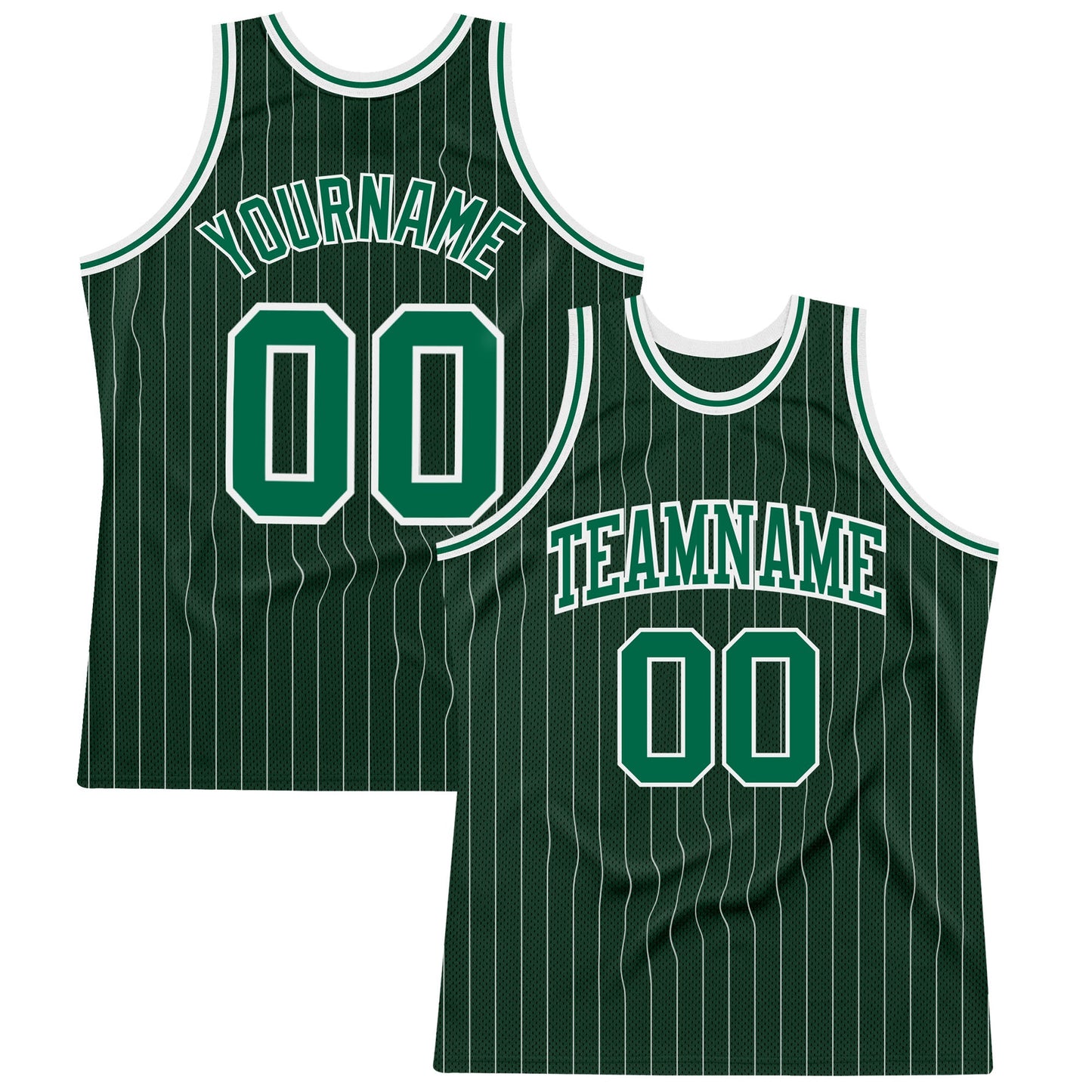 Custom Hunter Green White Pinstripe Kelly Green Authentic Basketball Jersey - Sky-Custom