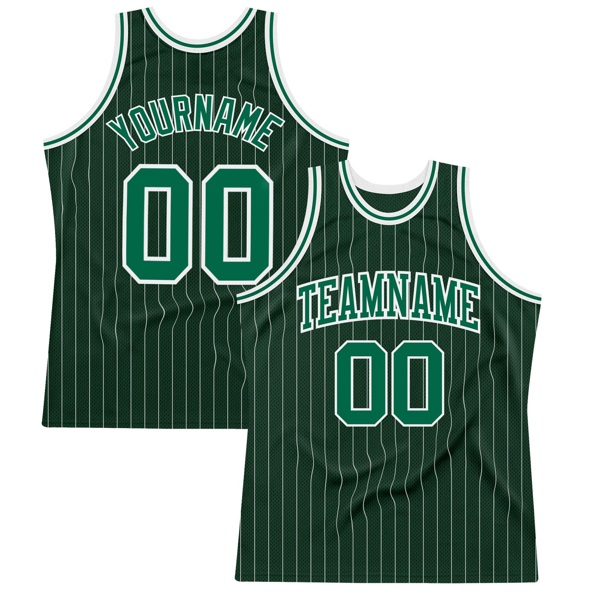 Custom Hunter Green White Pinstripe Kelly Green Authentic Basketball Jersey - Sky-Custom