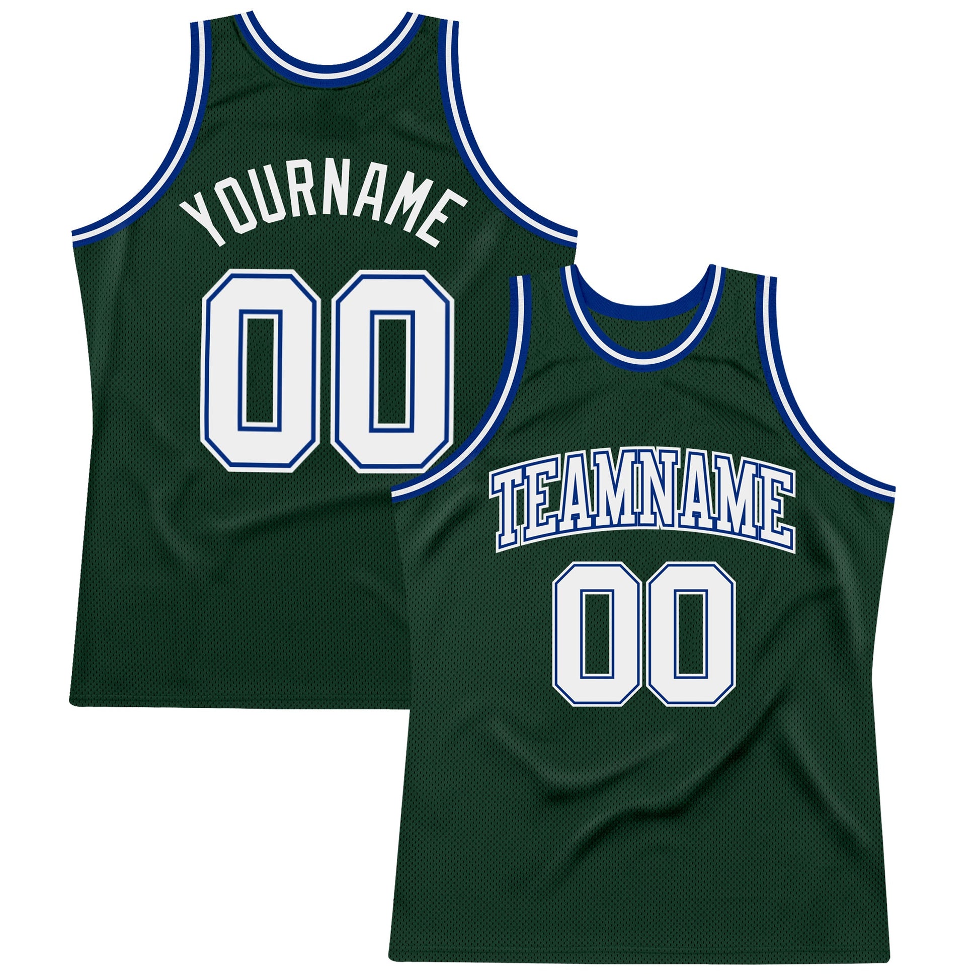 Custom Hunter Green White-Royal Authentic Throwback Basketball Jersey - Sky-Custom