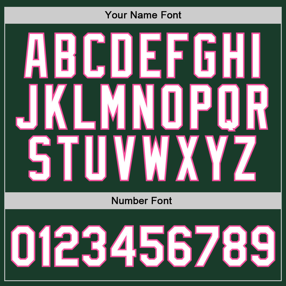 Custom Hunter Green White-Pink Authentic Throwback Basketball Jersey - Sky-Custom