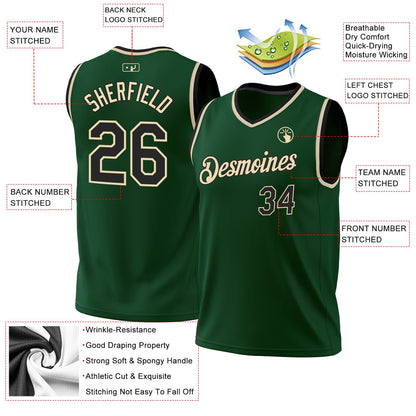 Custom Hunter Green Black-Cream Authentic Throwback Basketball Jersey - Sky-Custom