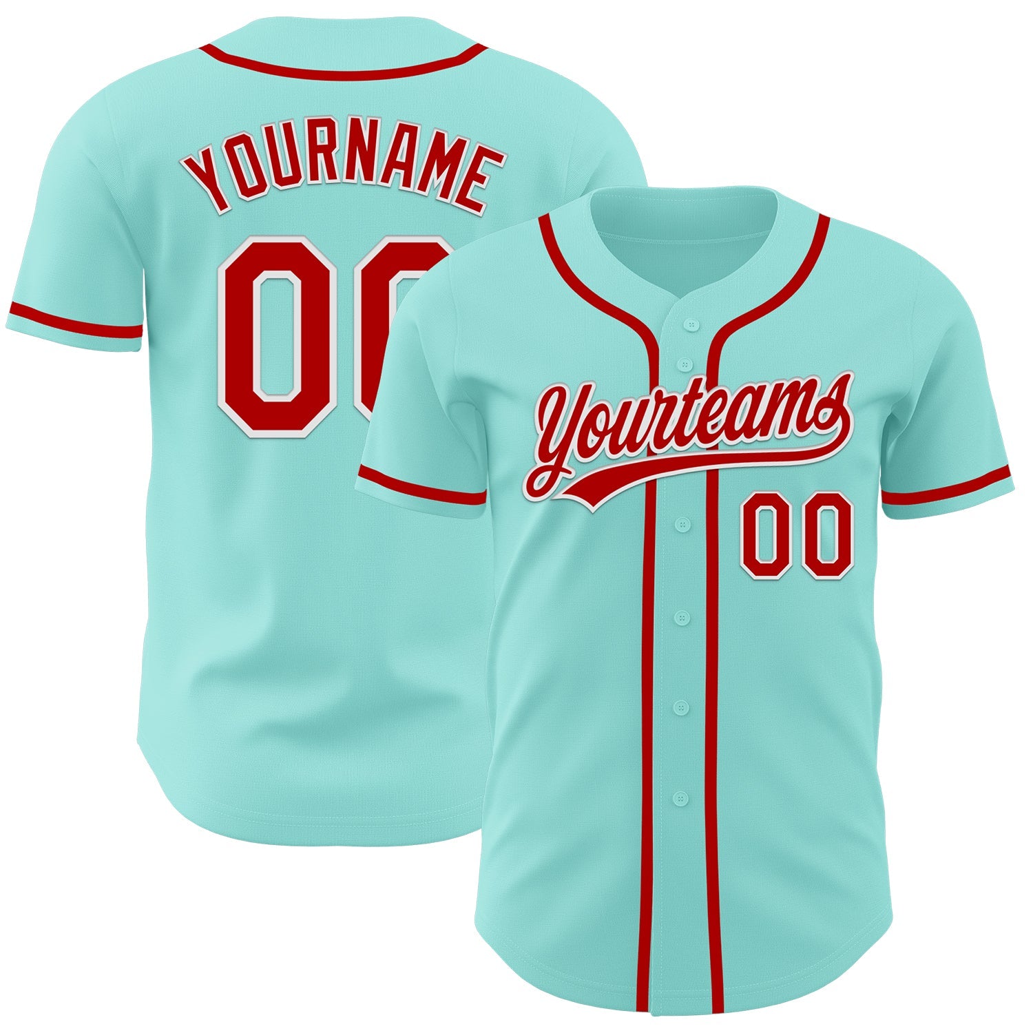 Custom Ice Blue Red-White Authentic Baseball Jersey - Sky-Custom