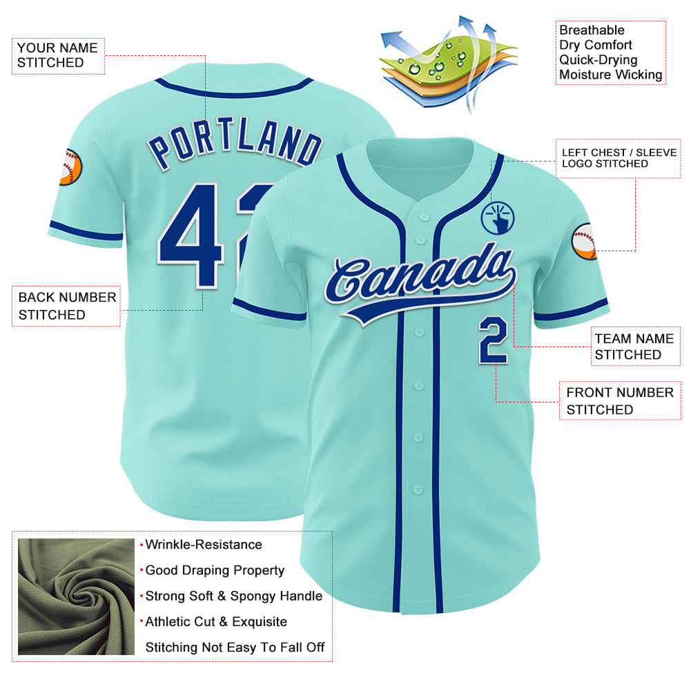 Custom Ice Blue Royal-White Authentic Baseball Jersey - Sky-Custom