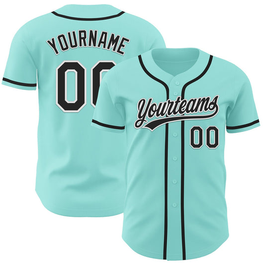 Custom Ice Blue Black-White Authentic Baseball Jersey - Sky-Custom