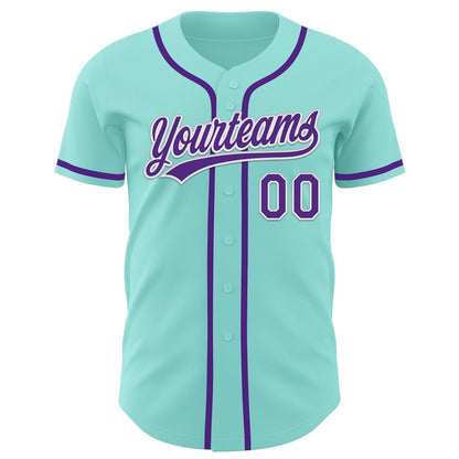 Custom Ice Blue Purple-White Authentic Baseball Jersey - Sky-Custom