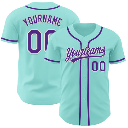 Custom Ice Blue Purple-White Authentic Baseball Jersey - Sky-Custom