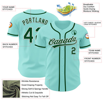 Custom Ice Blue Green-White Authentic Baseball Jersey - Sky-Custom