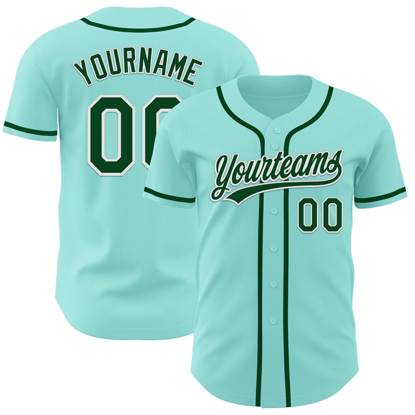 Custom Ice Blue Green-White Authentic Baseball Jersey - Sky-Custom