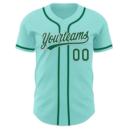 Custom Ice Blue Kelly Green-White Authentic Baseball Jersey - Sky-Custom