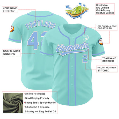 Custom Ice Blue Light Blue-White Authentic Baseball Jersey - Sky-Custom