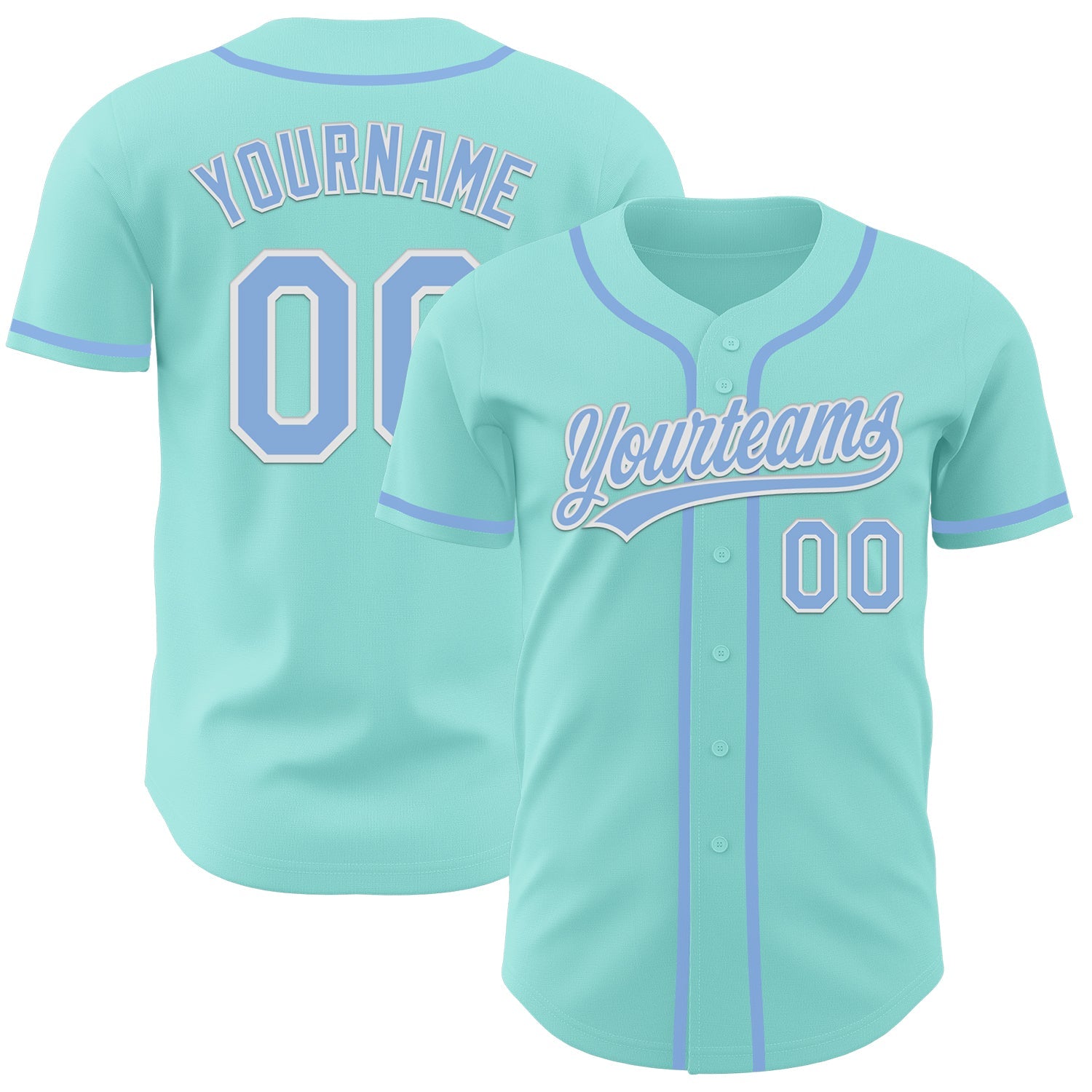 Custom Ice Blue Light Blue-White Authentic Baseball Jersey - Sky-Custom