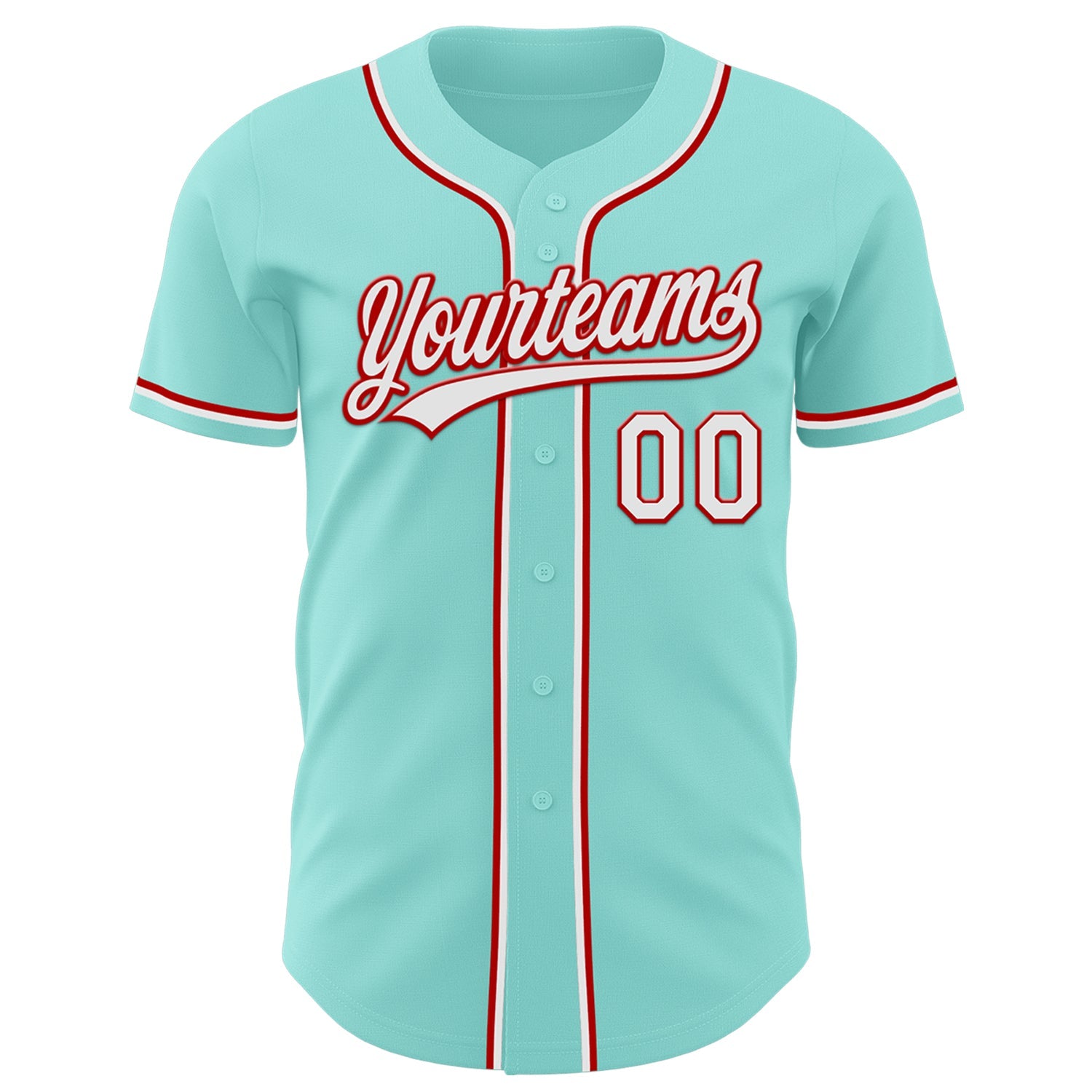 Custom Ice Blue White-Red Authentic Baseball Jersey - Sky-Custom