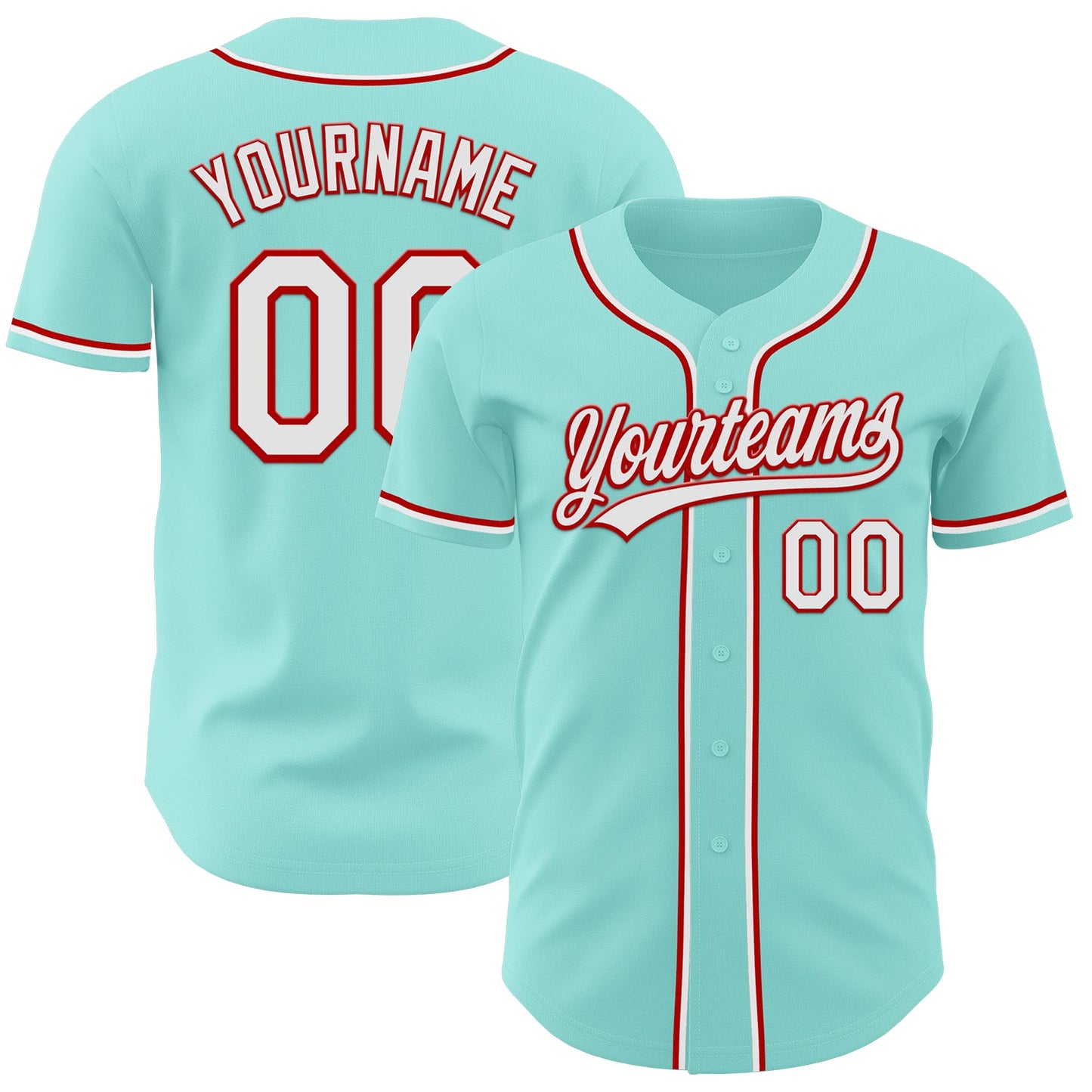 Custom Ice Blue White-Red Authentic Baseball Jersey - Sky-Custom
