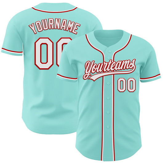 Custom Ice Blue White-Red Authentic Baseball Jersey - Sky-Custom