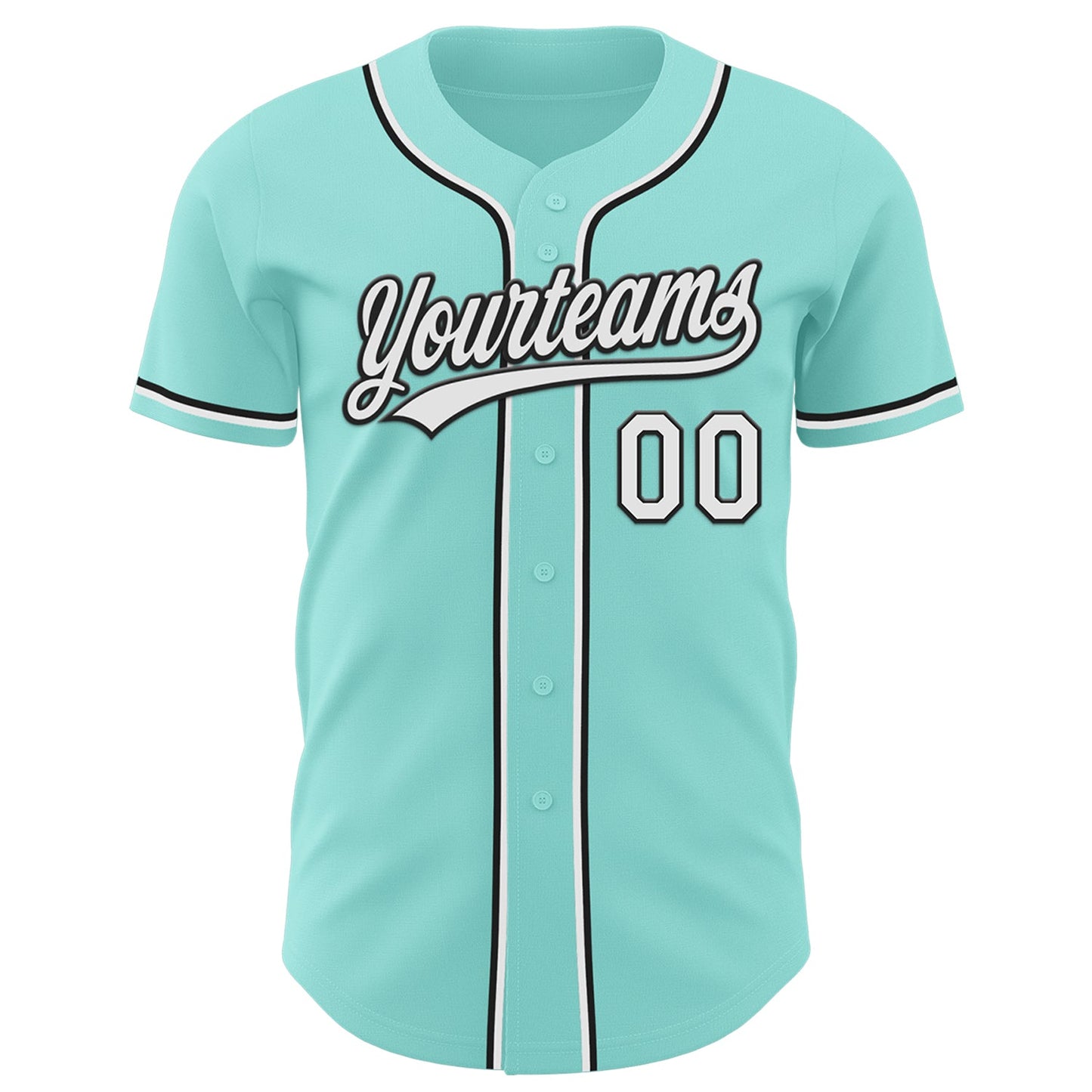 Custom Ice Blue White-Black Authentic Baseball Jersey - Sky-Custom