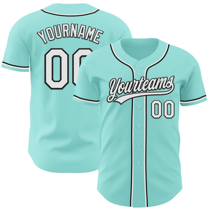 Custom Ice Blue White-Black Authentic Baseball Jersey - Sky-Custom