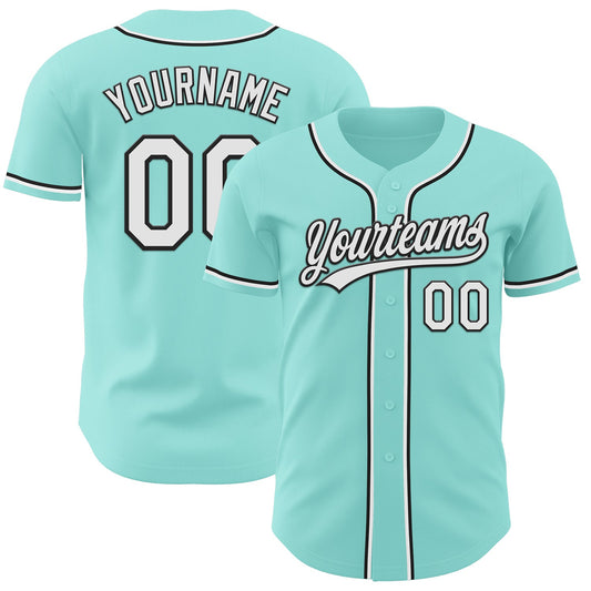 Custom Ice Blue White-Black Authentic Baseball Jersey - Sky-Custom