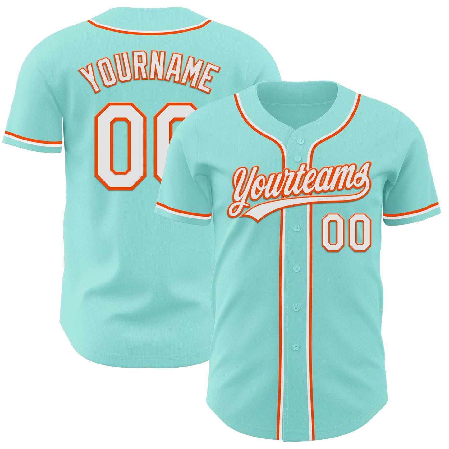 Custom Ice Blue White-Orange Authentic Baseball Jersey - Sky-Custom