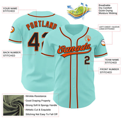 Custom Ice Blue Black-Orange Authentic Baseball Jersey - Sky-Custom