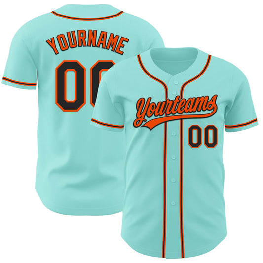 Custom Ice Blue Black-Orange Authentic Baseball Jersey - Sky-Custom