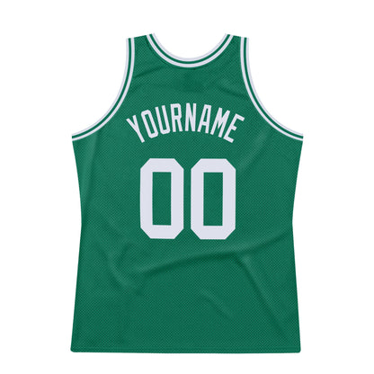 Custom Kelly Green White Authentic Throwback Basketball Jersey - Sky-Custom
