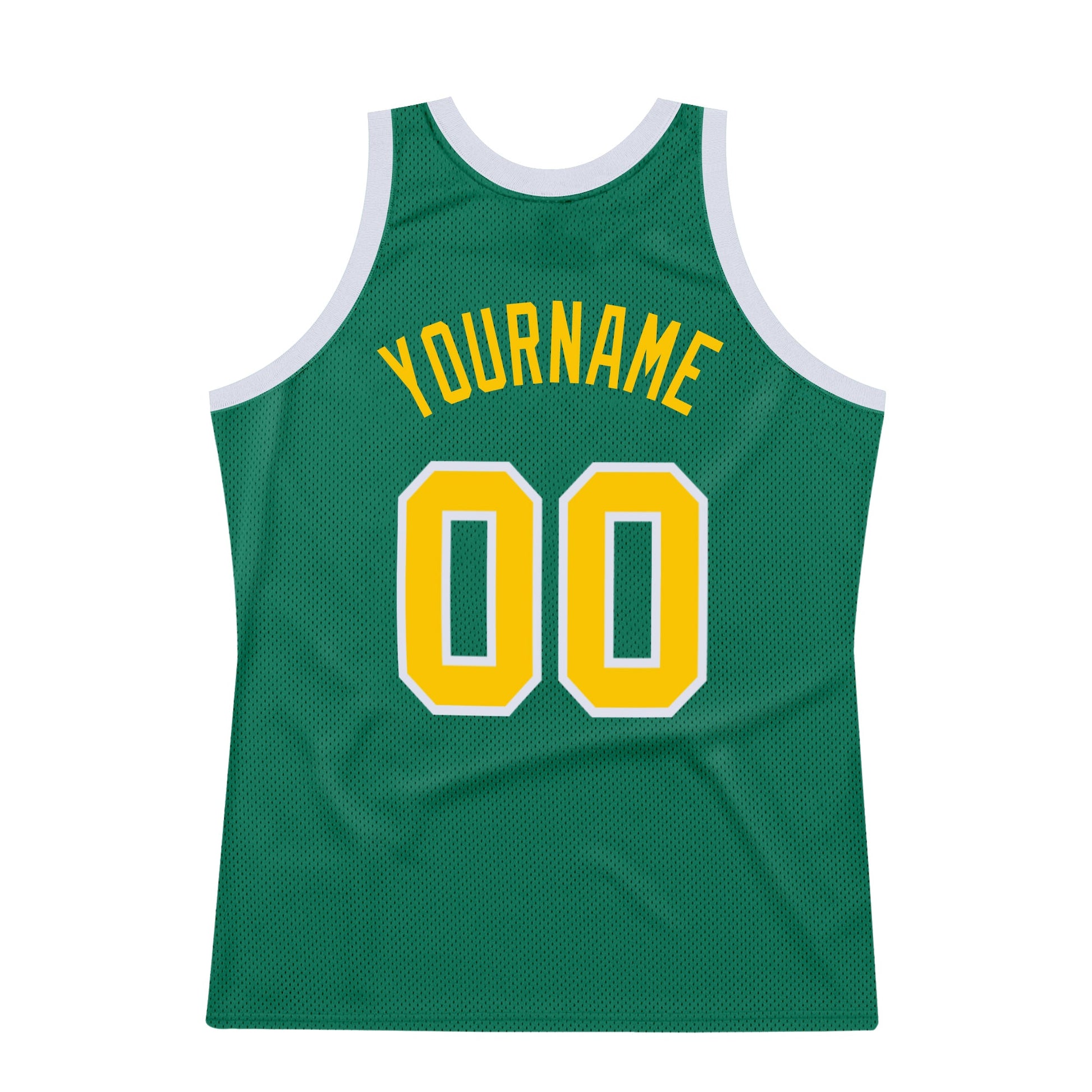 Custom Kelly Green Gold-White Authentic Throwback Basketball Jersey - Sky-Custom