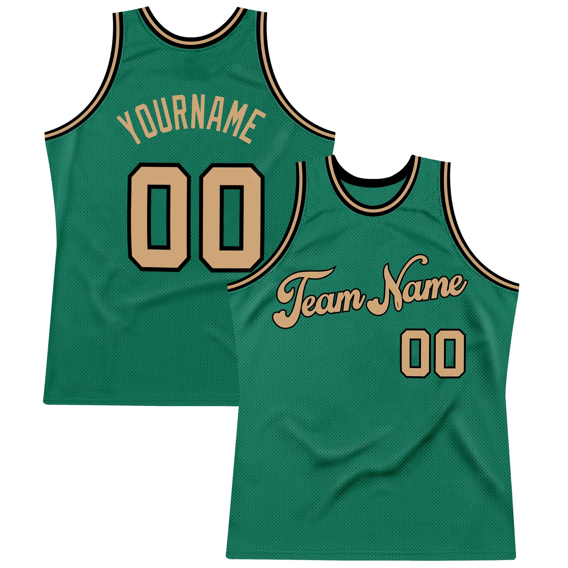 Custom Kelly Green Old Gold-Black Authentic Throwback Basketball Jersey - Sky-Custom