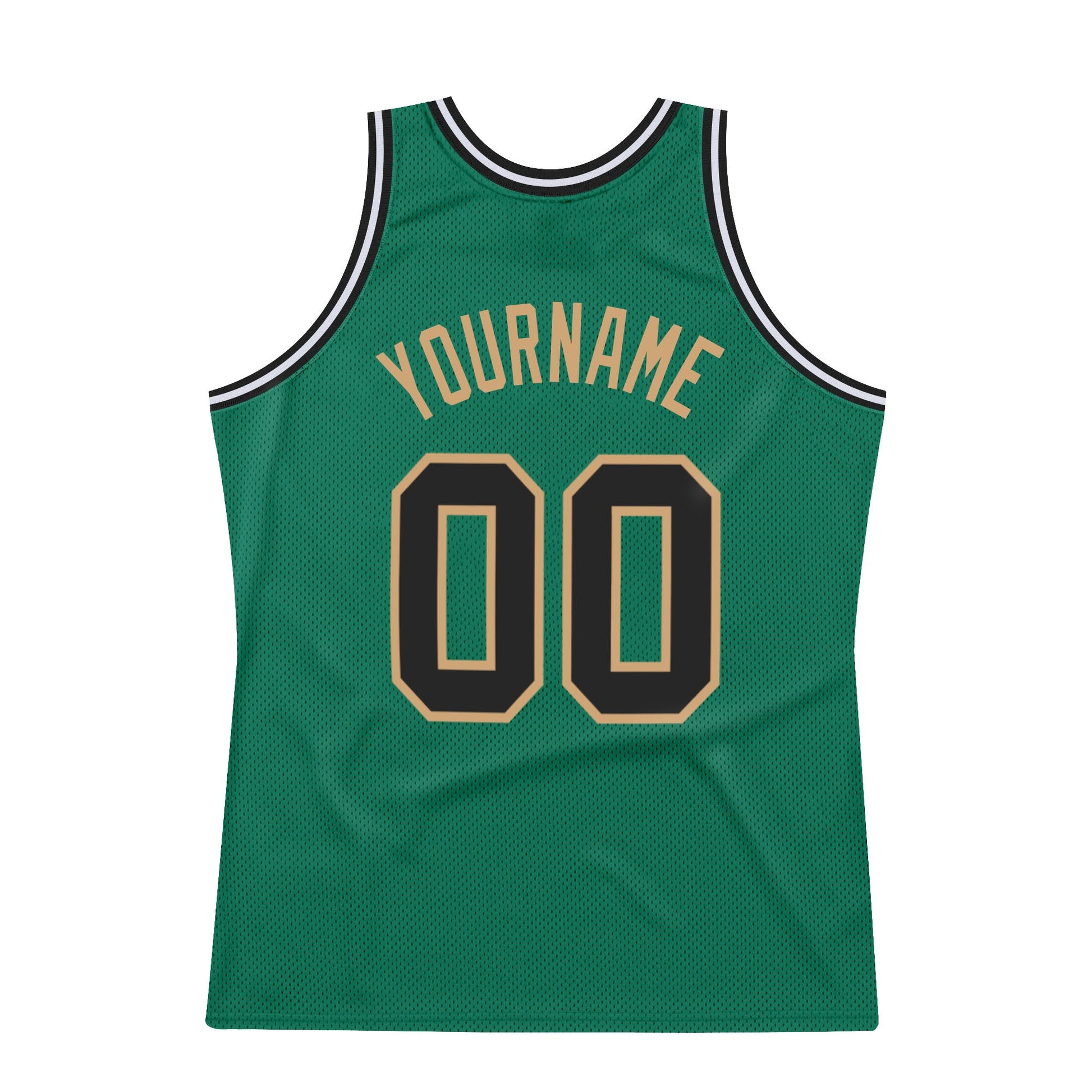Custom Kelly Green Black-Old Gold Authentic Throwback Basketball Jersey - Sky-Custom
